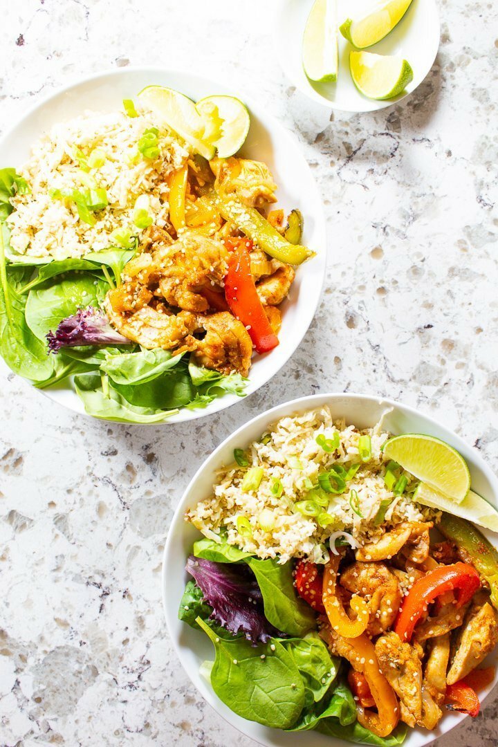 Paleo Chicken Fajita Bowls overhead