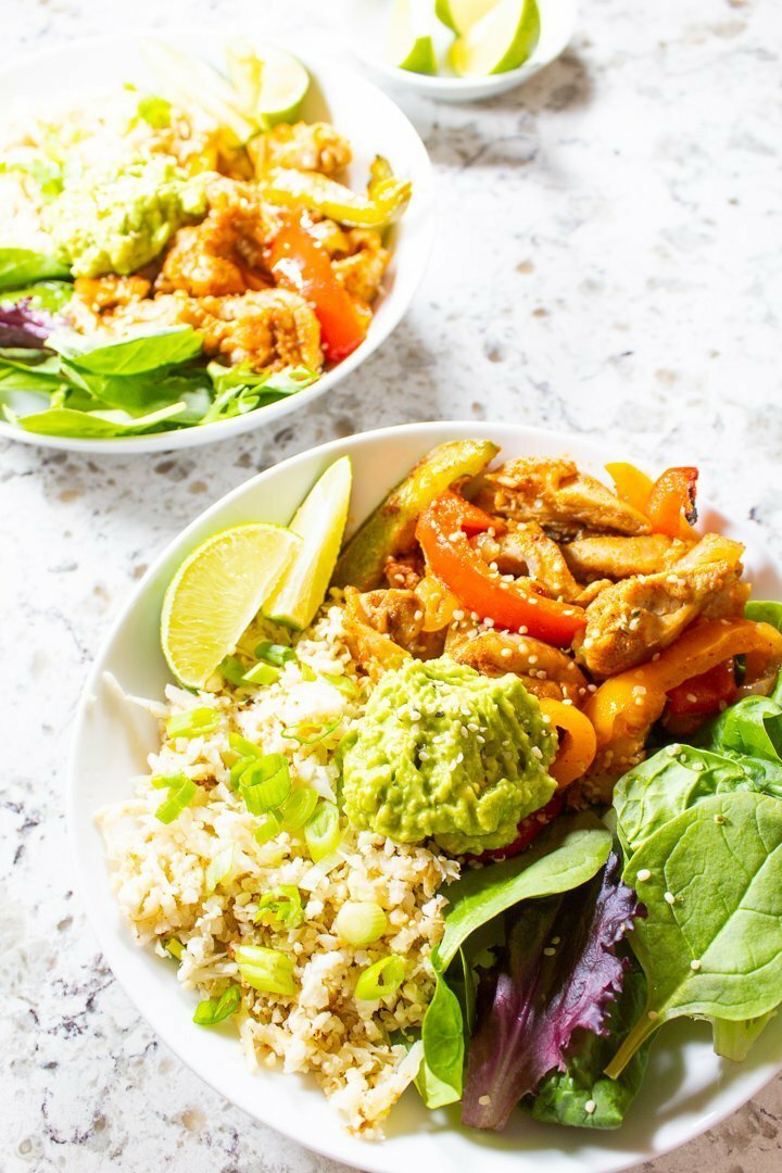 Paleo Chicken Fajita Bowls close up