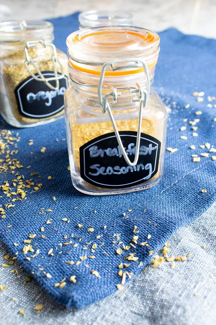 Breakfast seasoning in a spice jar.