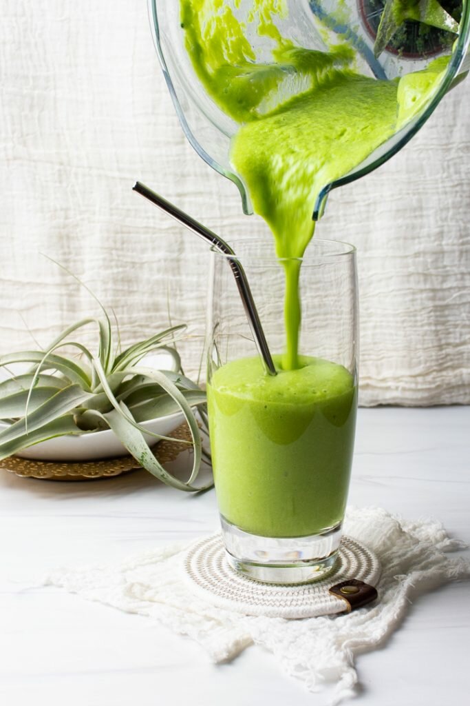 Healthy Mango Pineapple Green Smoothie - Hurried Health Nut